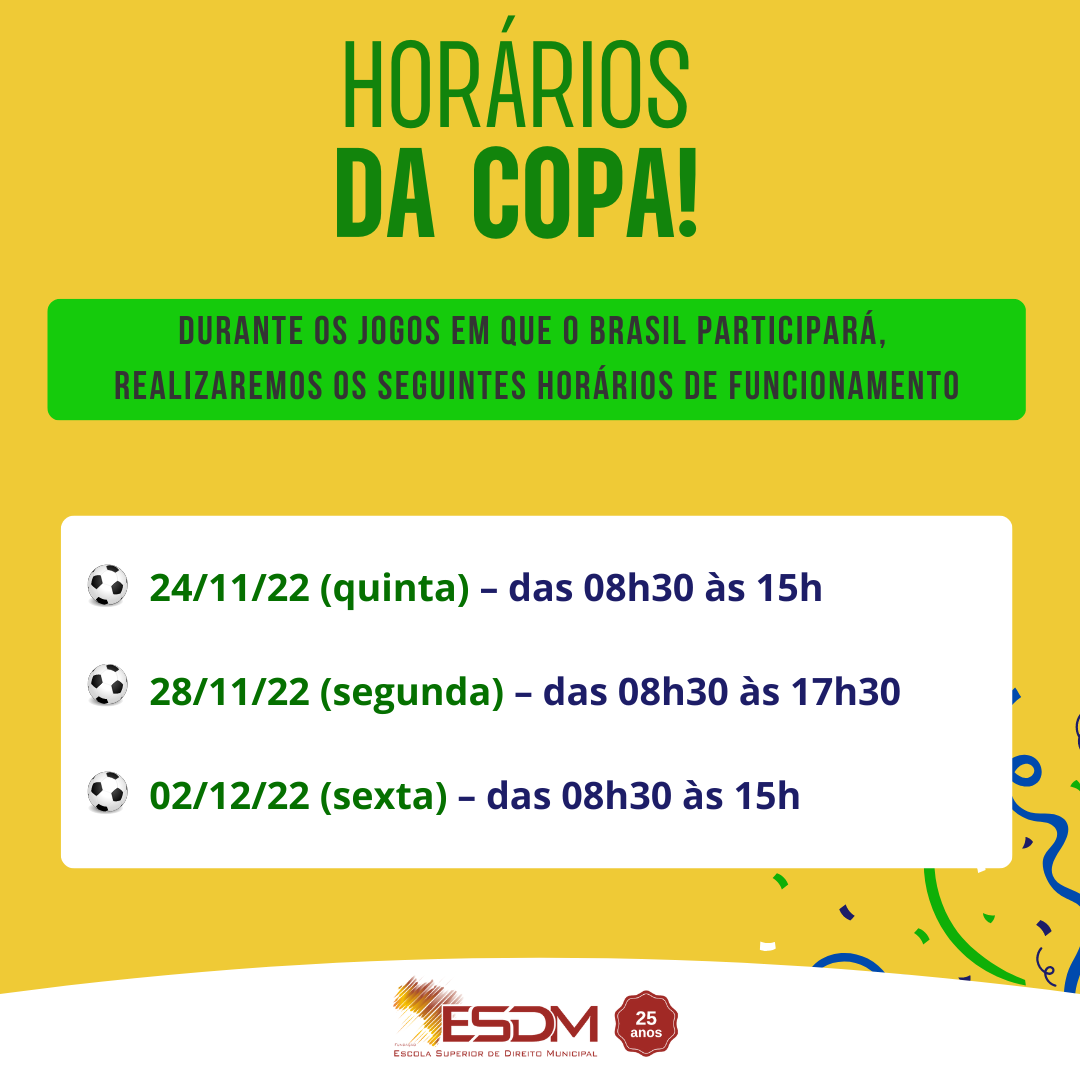 Funcionamento - Jogos do Brasil na Copa do Mundo